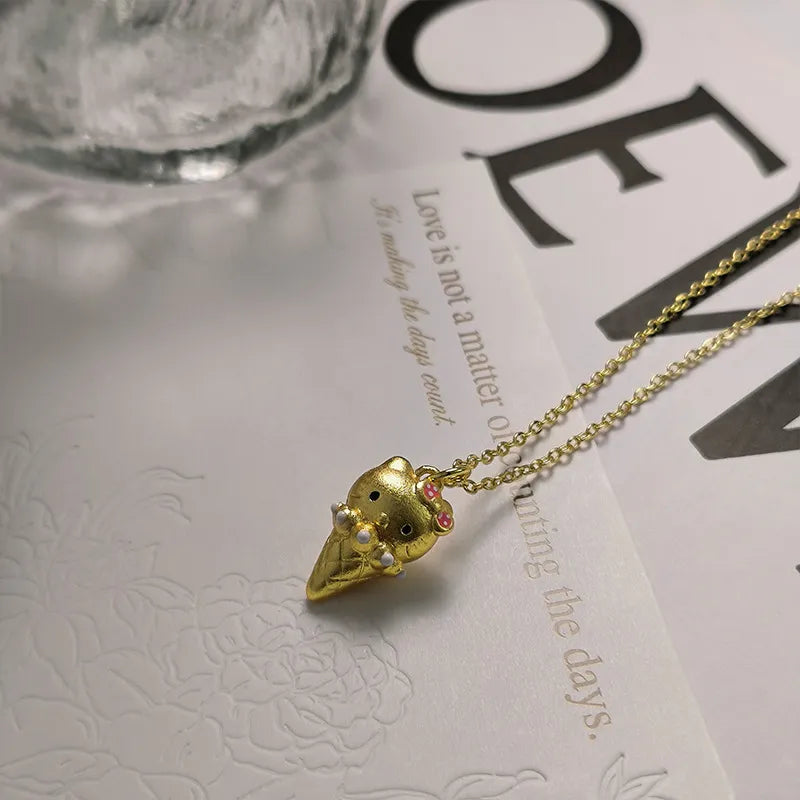 Sanrio Hello Kitty Ice Cream Cone Matte Necklace