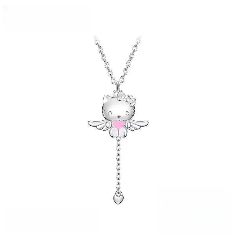 Sanrio Hello Kitty Angel Wings Pink Heart Lariat Necklace