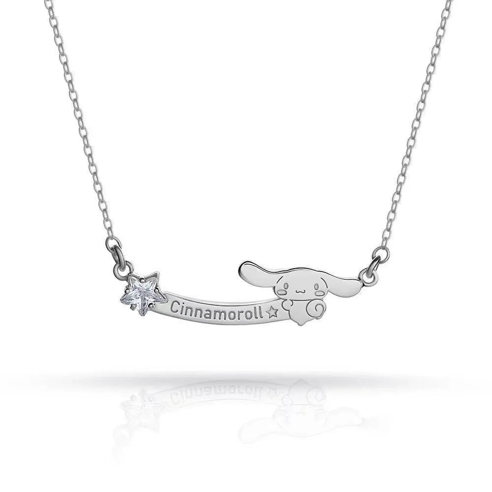 Sanrio Cinnamoroll Crystal Star and Script Bar Necklace Set