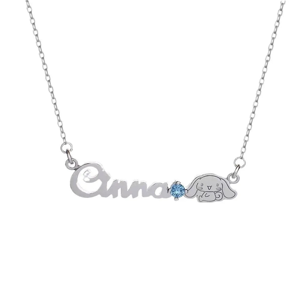 Sanrio Cinnamoroll Crystal Star and Script Bar Necklace Set