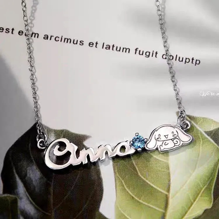 Sanrio Cinnamoroll Crystal Star and Script Bar Necklace Set