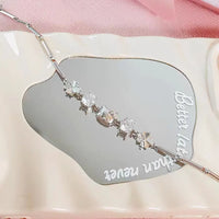 Sanrio Kuromi Sparkling Crystal Lucky Clover Silver Bangle Bracelet