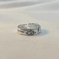 Serendipity Engraved Cartoon Doodle Rings (Set of 2)