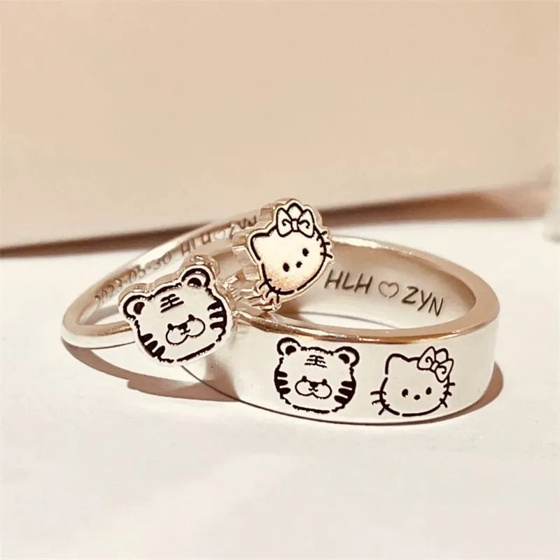 Sanrio Hello Kitty and Tiger Matching Couple Rings (Set of 2)