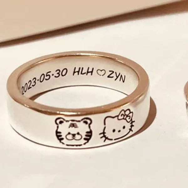 Sanrio Hello Kitty and Tiger Matching Couple Rings (Set of 2)