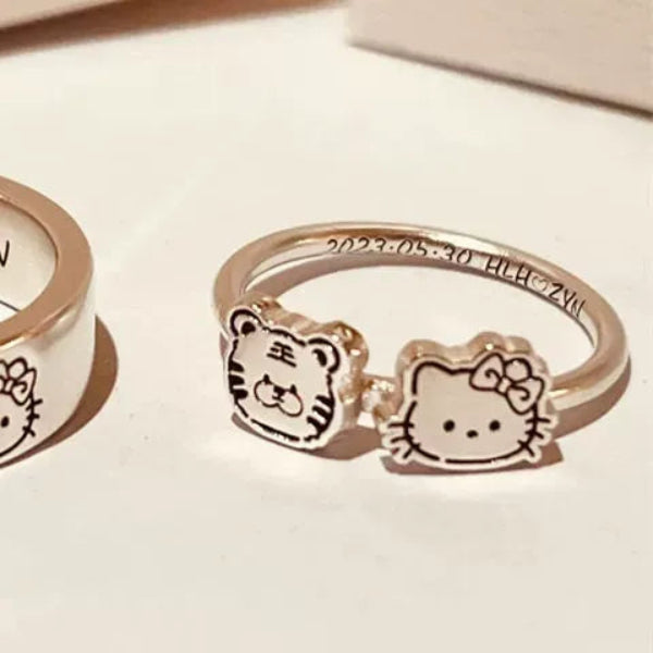 Sanrio Hello Kitty and Tiger Matching Couple Rings (Set of 2)