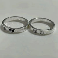 Sanrio My Melody and Kuromi Engraved Couple Rings (Set of 2)