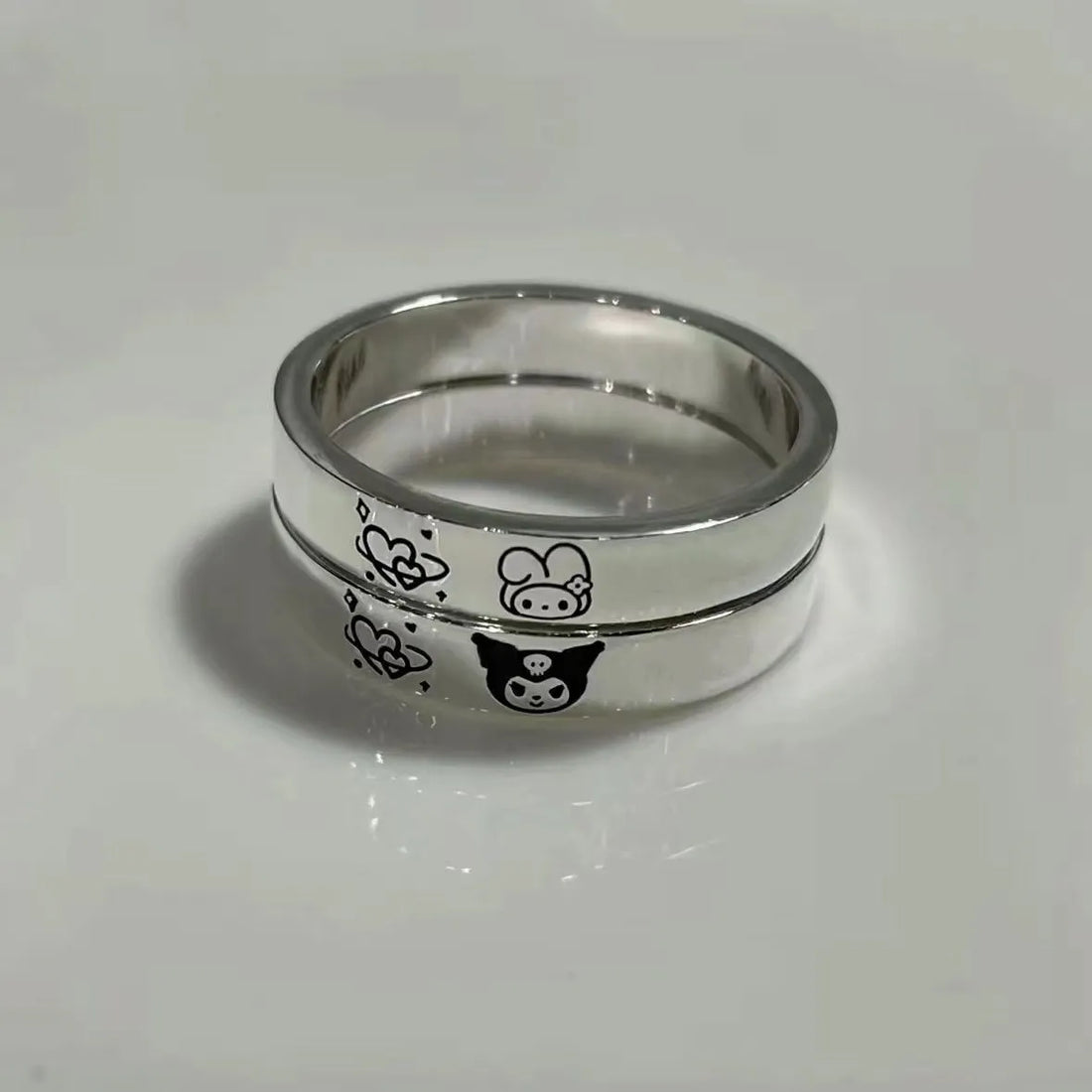Sanrio My Melody and Kuromi Engraved Couple Rings (Set of 2)
