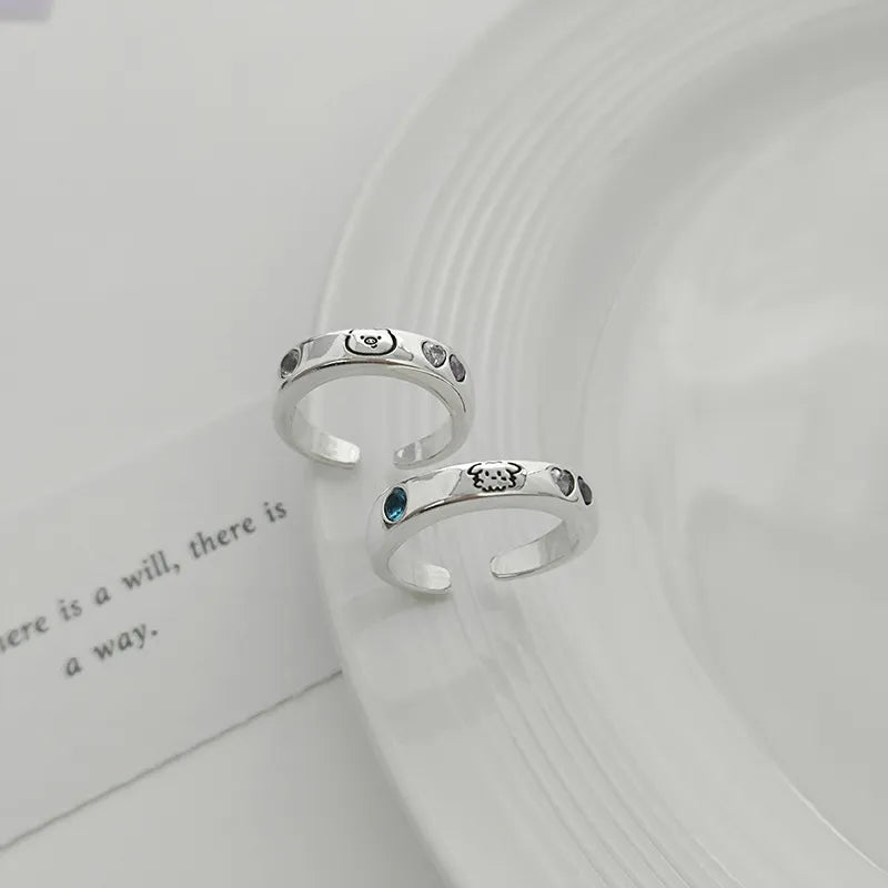 Playful Cartoon Doodle Couple Rings (Set of 2)