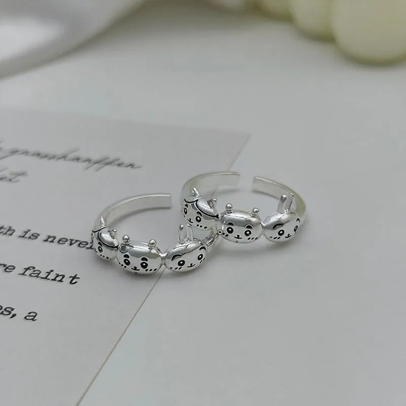 Chiikawa Trio Hachiware Silver Rings (Set of 2)