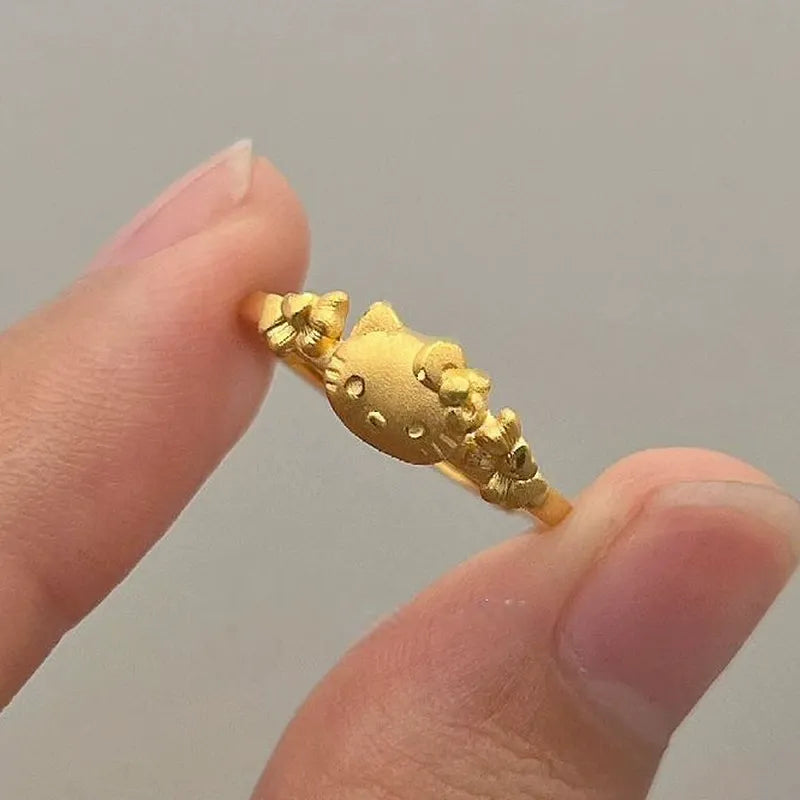 Sanrio Hello Kitty Floral Blossom Accent Matte Gold Ring