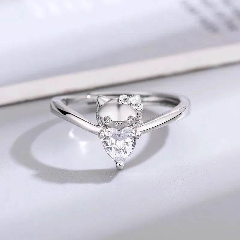 Sanrio Hello Kitty Sparkling Heart Crystal Ring