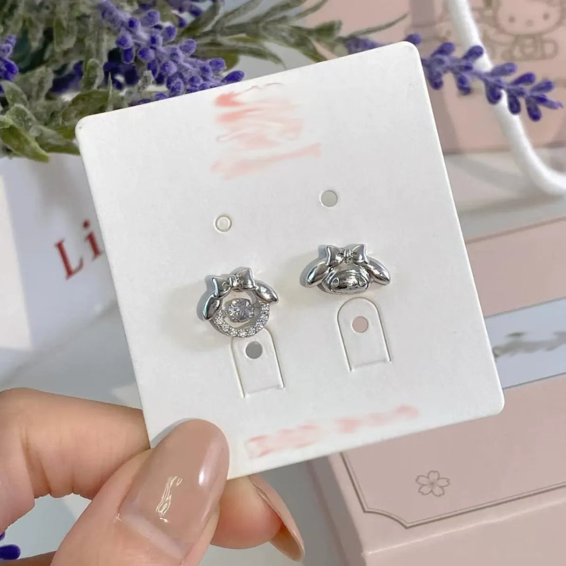 Sanrio My Melody Ribbon Bow Stud Earrings