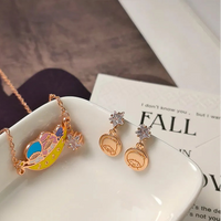 Sanrio Little Twin Stars Kiki and Lala Crystal Star Dangle Earrings