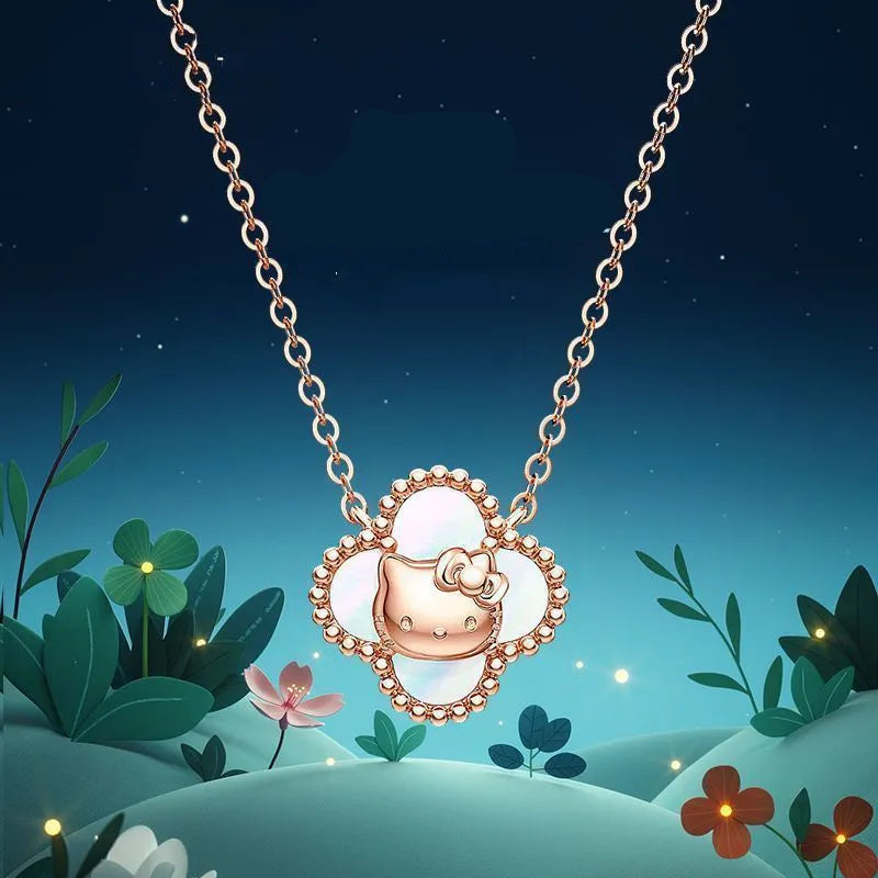 Sanrio Hello Kitty Lucky Four-Leaf Clover Pendant Necklace