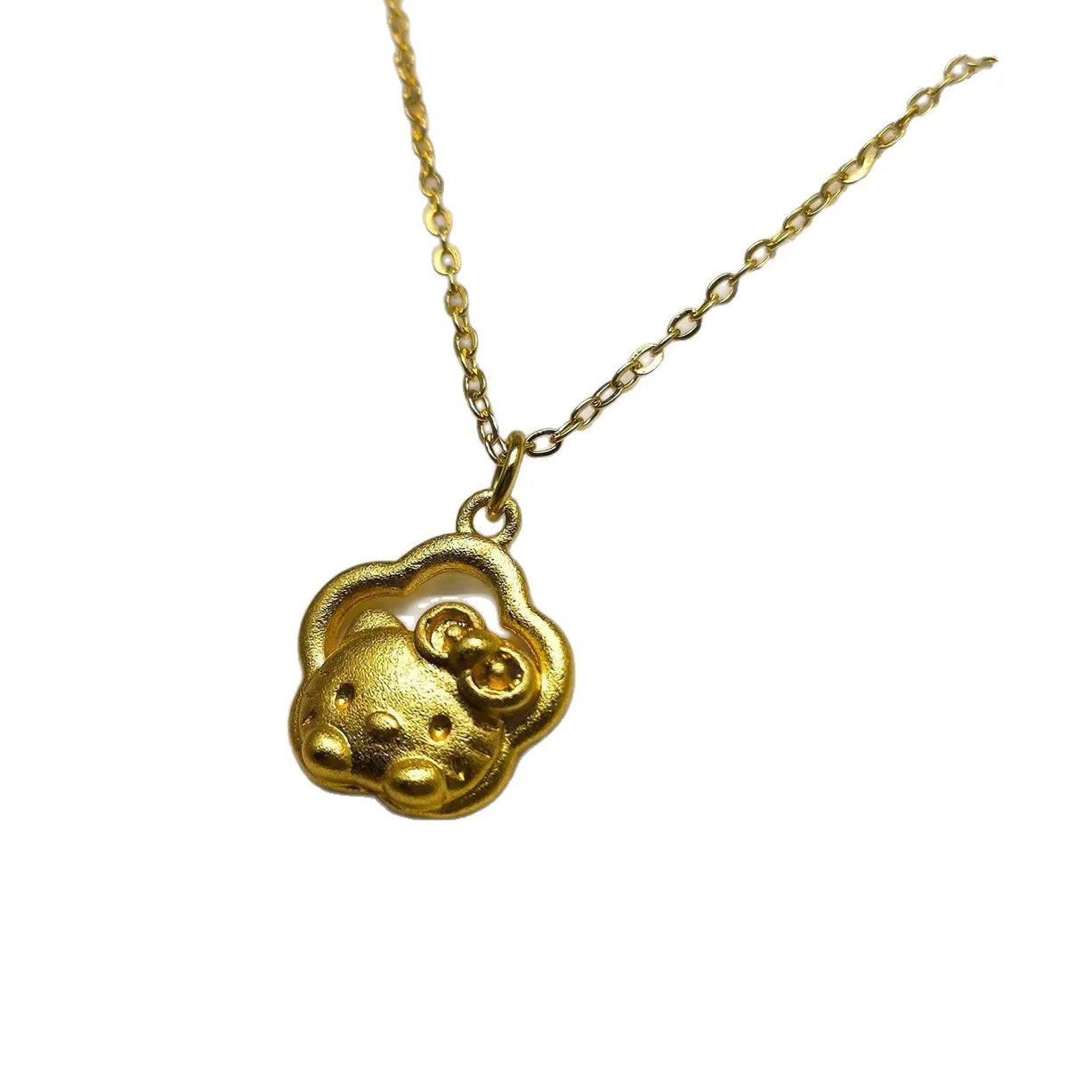 Sanrio Hello Kitty Matte Gold Peeking Cloud Pendant Necklace