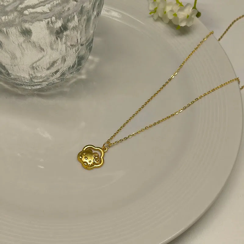 Sanrio Hello Kitty Matte Gold Peeking Cloud Pendant Necklace