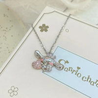 Sanrio Cinnamoroll Crown Pink Heart Pendant Necklace