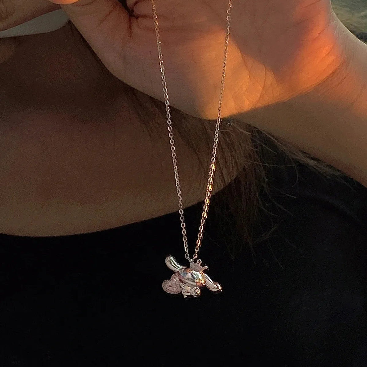 Sanrio Cinnamoroll Crown Pink Heart Pendant Necklace