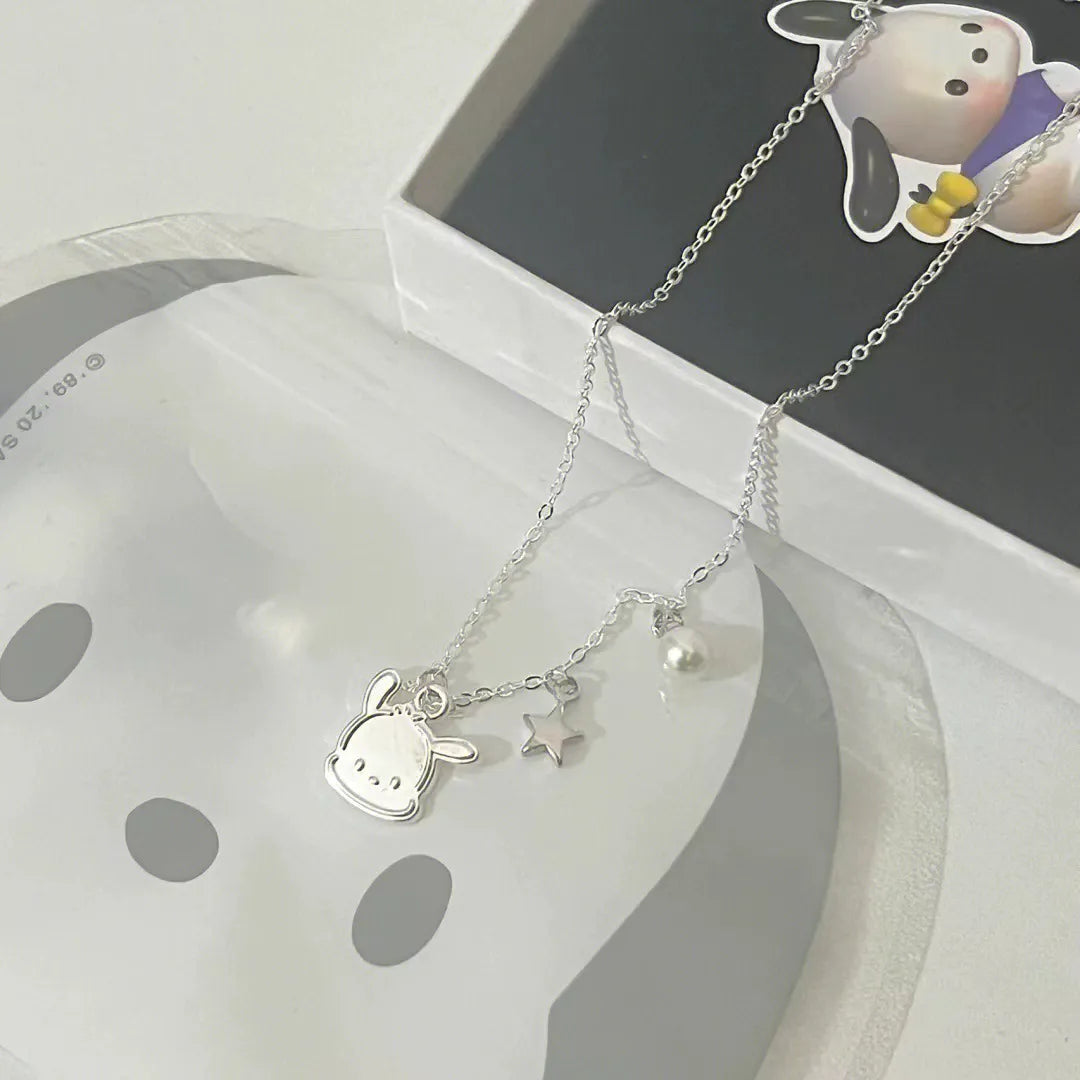 Pochacco Pearl Star Accent Pendant Necklace