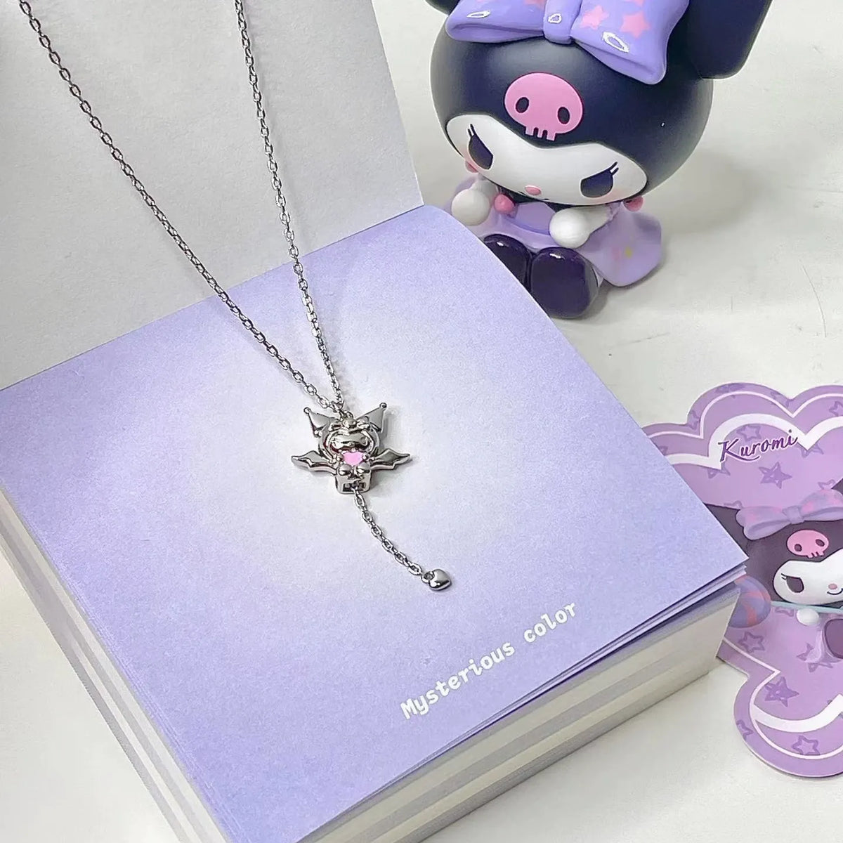 Kuromi Bat Wing Y-Drop Heart Pendant Necklace