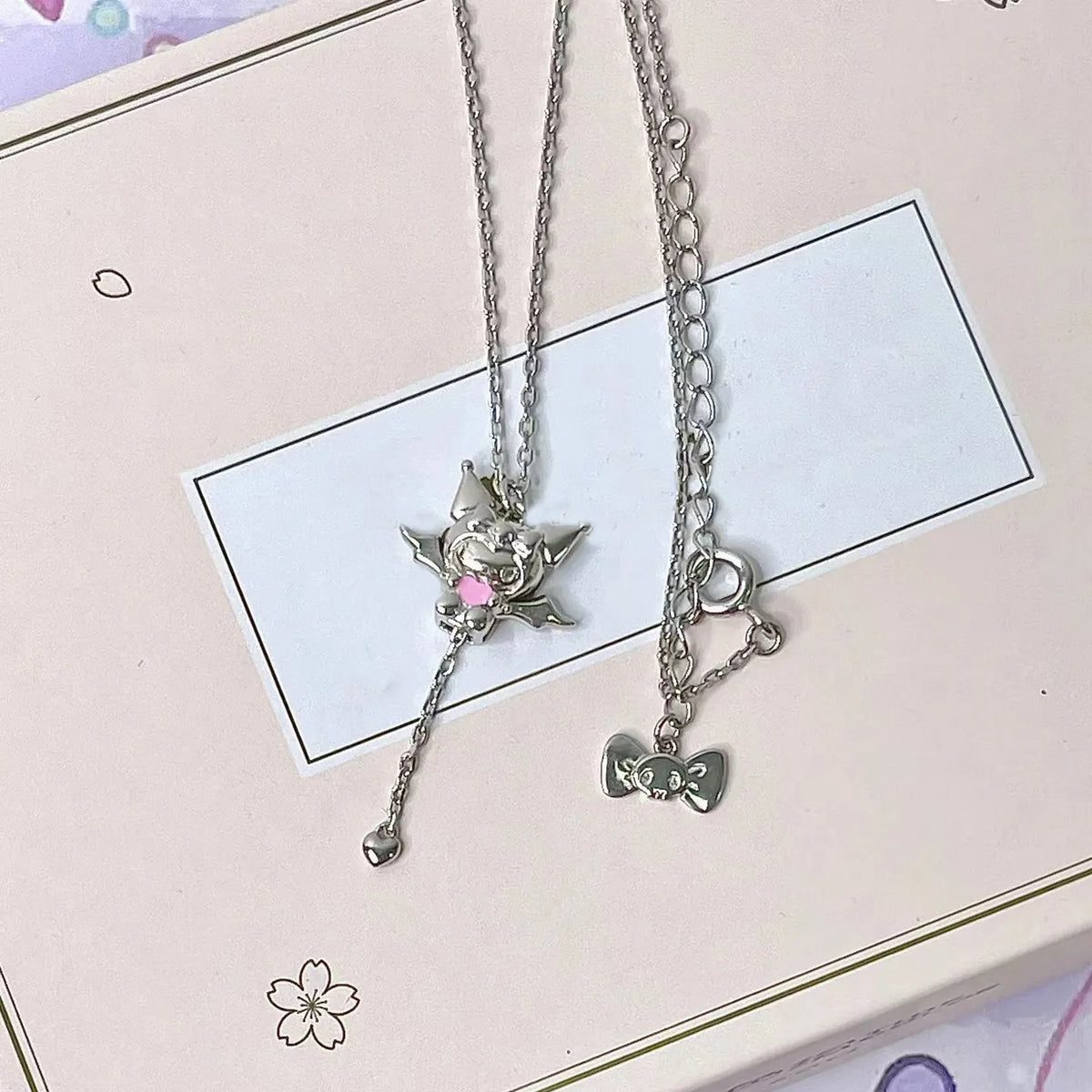 Kuromi Bat Wing Y-Drop Heart Pendant Necklace