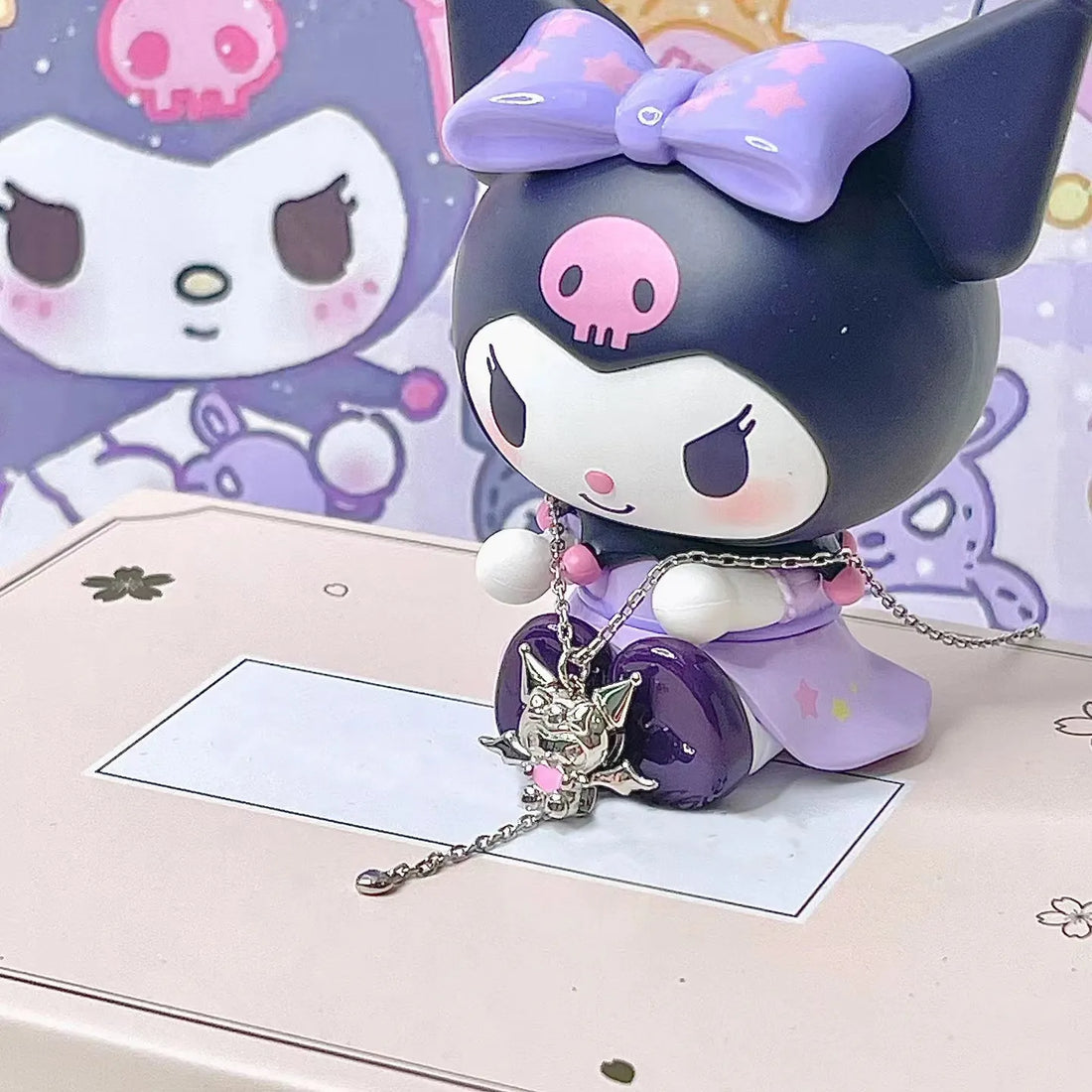 Kuromi Bat Wing Y-Drop Heart Pendant Necklace