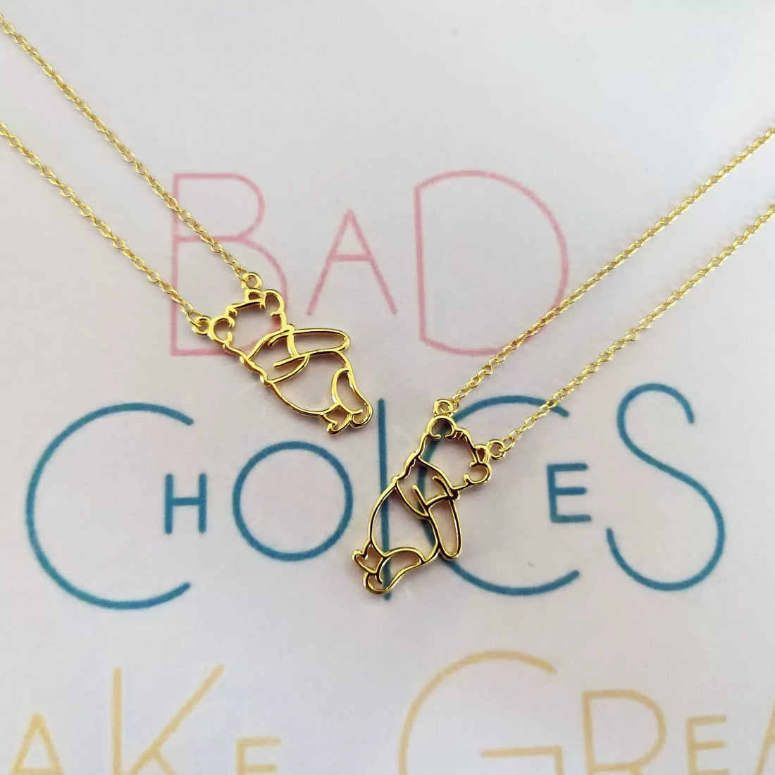 DZNY Winnie the Pooh Wireframe Silhouette Necklace