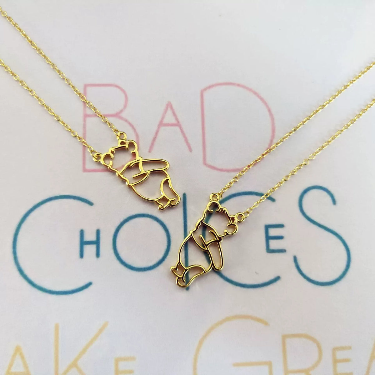 DZNY Winnie the Pooh Wireframe Silhouette Necklace