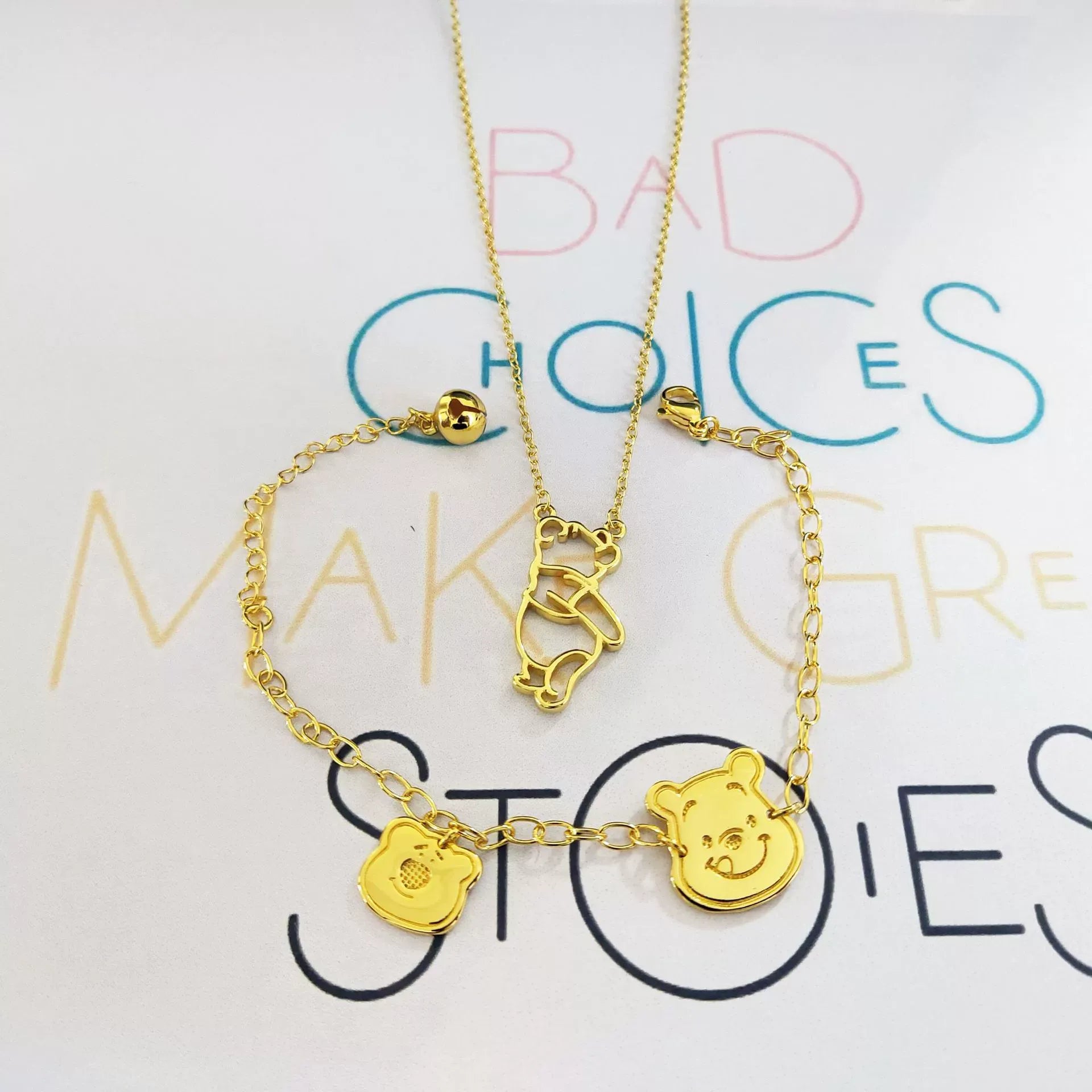 DZNY Winnie the Pooh Wireframe Silhouette Necklace