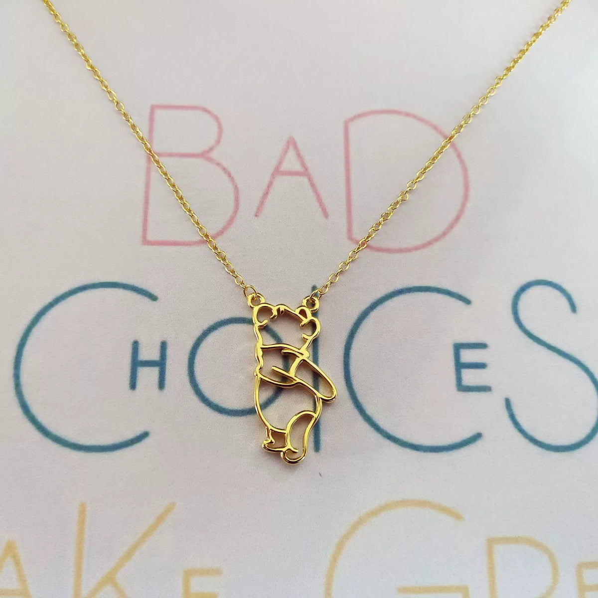 DZNY Winnie the Pooh Wireframe Silhouette Necklace