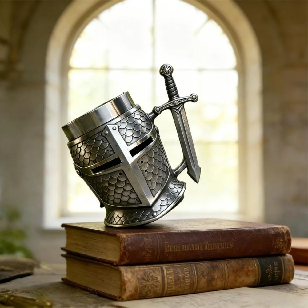 Medieval Crusader Knight Helmet Beer Mug (200 ml)