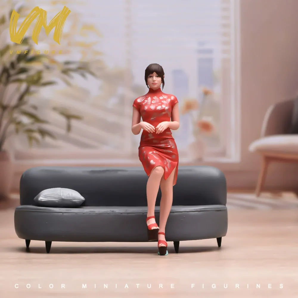VM 1/18 Oriental Beauty in Red Cheongsam Figure