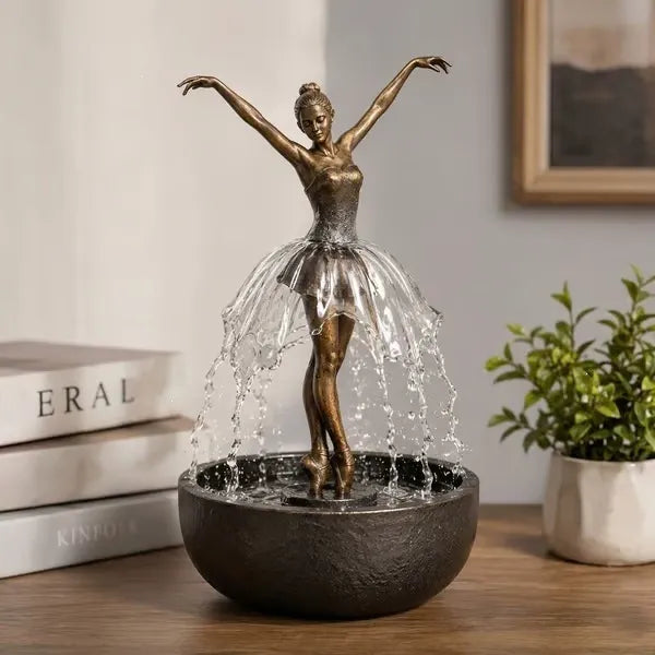 Enchanted Ballerina Flowing Water Fountain Statue (28 cm)