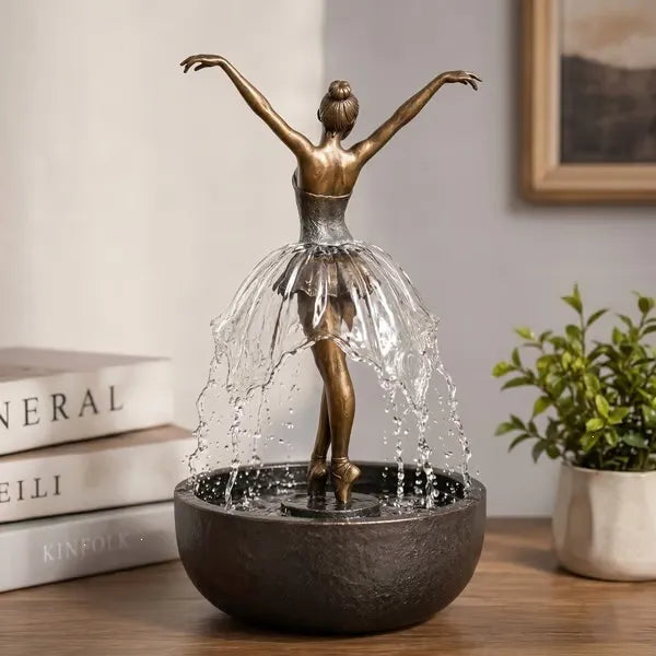 Enchanted Ballerina Flowing Water Fountain Statue (28 cm)