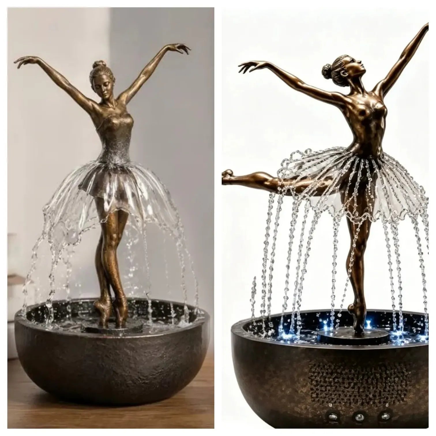 Enchanted Ballerina Flowing Water Fountain Statue (28 cm)