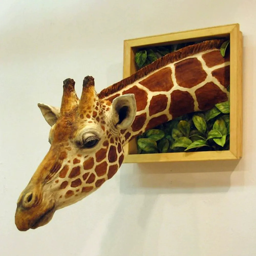 Optical Illusion 3D Giraffe Bursting Wall Art Sculpture