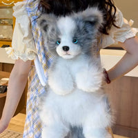 Realistic Border Collie Wearable Plush Backpack