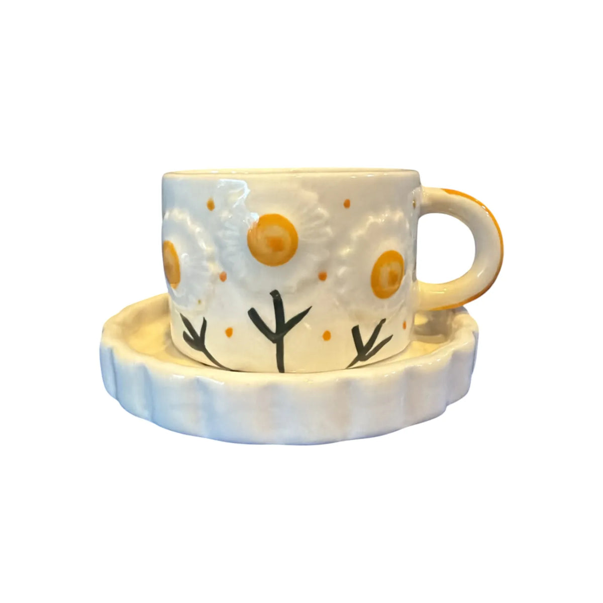 Studio Clay Relief Sculpted Ceramic Mugs