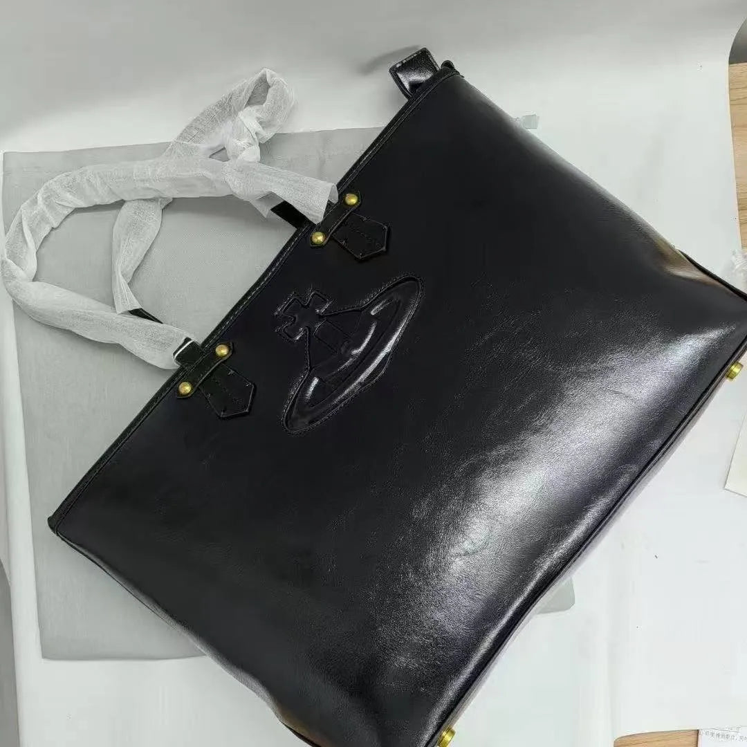 VW Molded Orb Leather Shopper Tote Bag