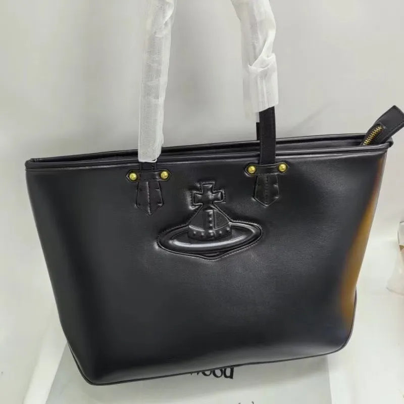 VW Molded Orb Leather Shopper Tote Bag