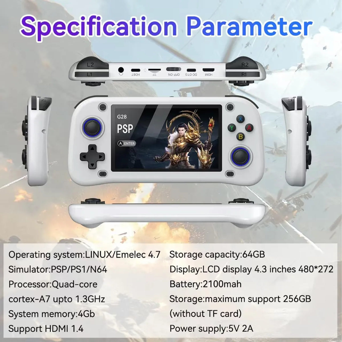 G28 Dual 3D Rocker Retro Handheld Game Console
