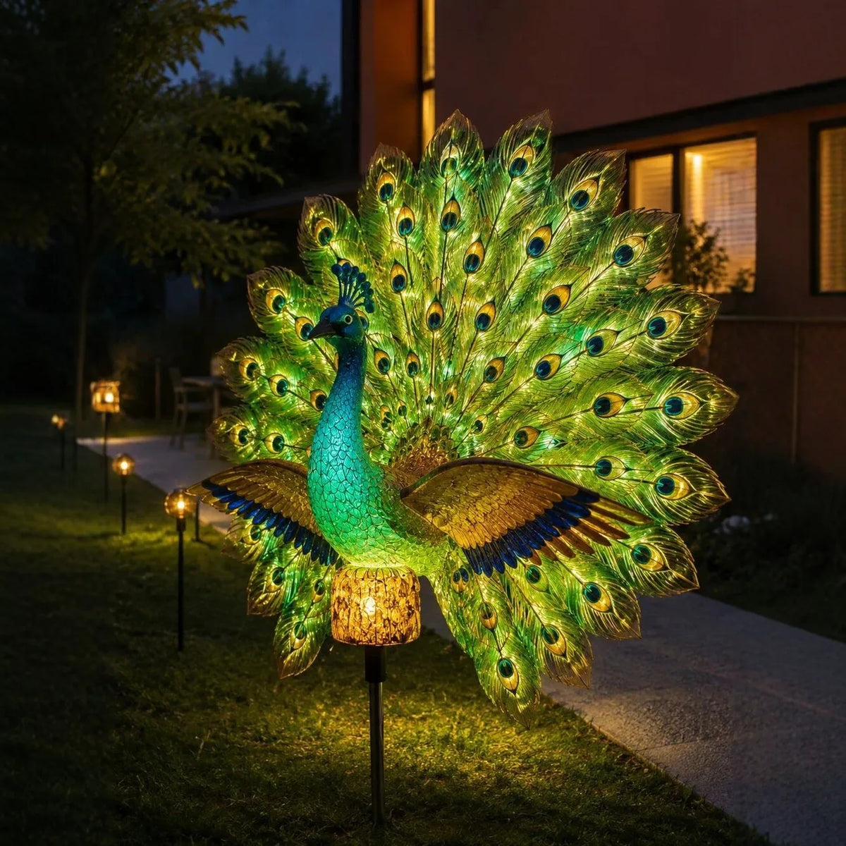 Totally Luxe Solar Powered Kinetic Peacock Light