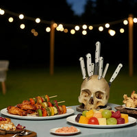 Realistic Skeleton Head Horror Knife Stand