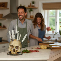 Realistic Skeleton Head Horror Knife Stand