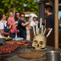 Realistic Skeleton Head Horror Knife Stand