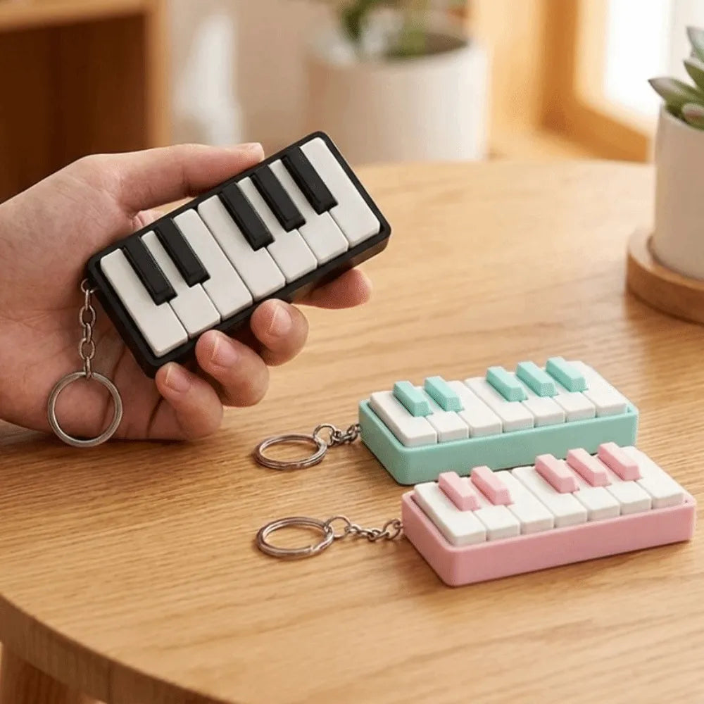 Mini Piano Keyboard Clickable Fidget Keychain