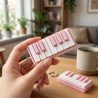 Mini Piano Keyboard Clickable Fidget Keychain