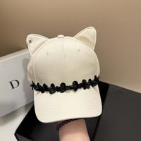Gothic Floral Pierced Cat Ear Baseball Cap