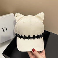 Gothic Floral Pierced Cat Ear Baseball Cap